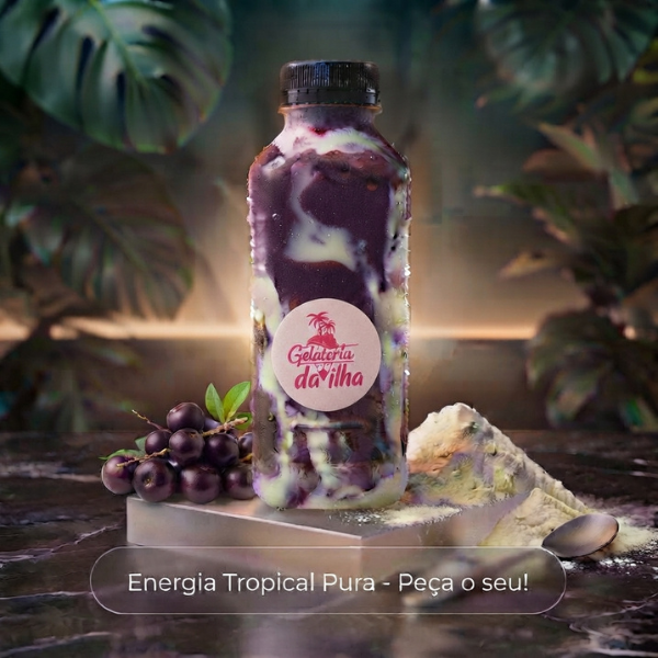 Açaí tradicional na garrafa  500ml - Gelateria da ilha